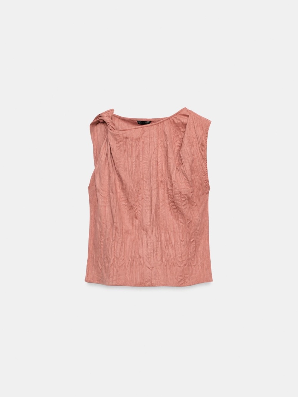 NWT Zara Faux Suede Salmon Pink Twisted Shoulder Top - Small